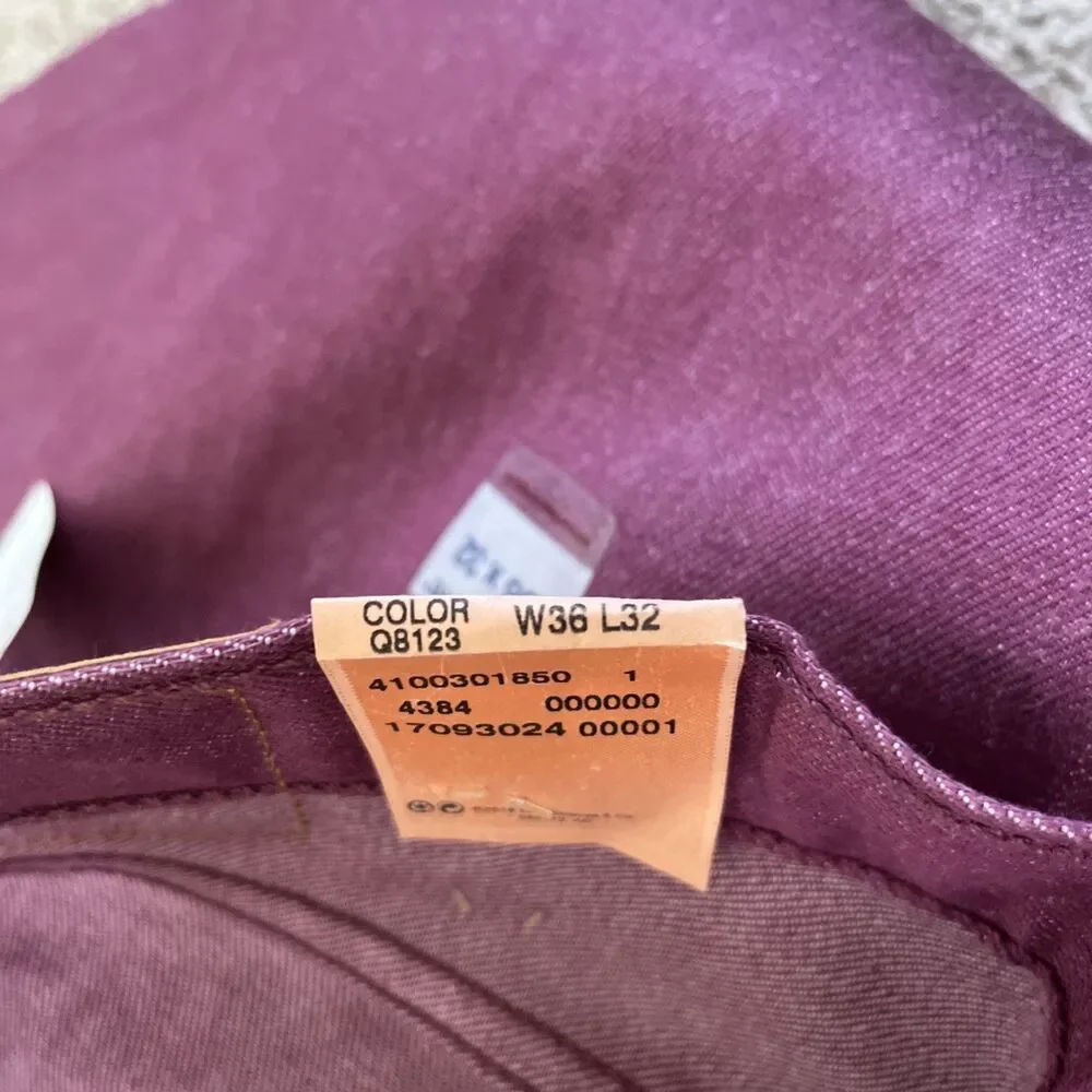Men’s Levi’s 501 Shrink To Fit Straight 36x32 Button Fly Jeans Purple Pink NWT